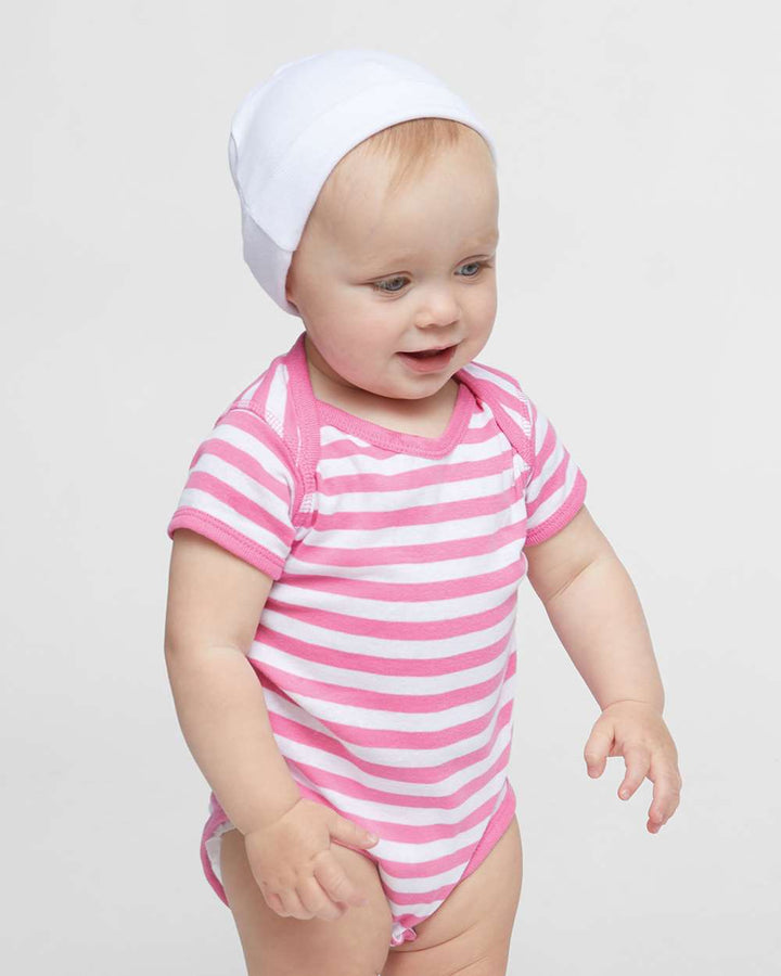 Raspberry/White Stripe - Model Front 