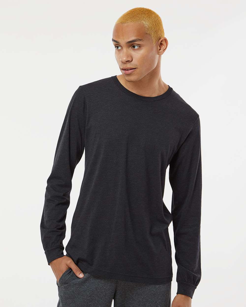 Black Heather Triblend - Model Front 
