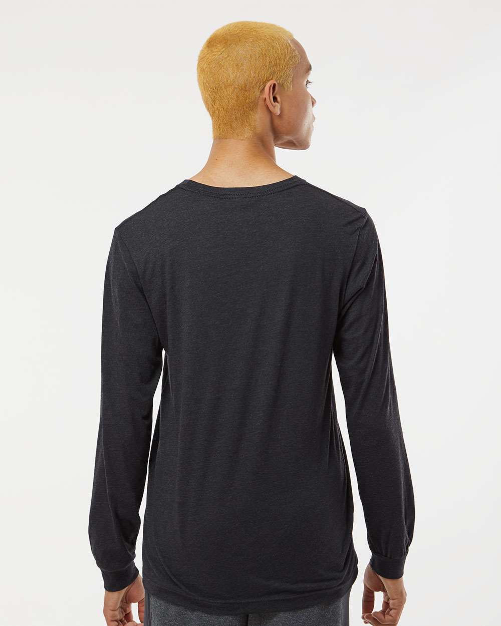 Black Heather Triblend - Model Back 