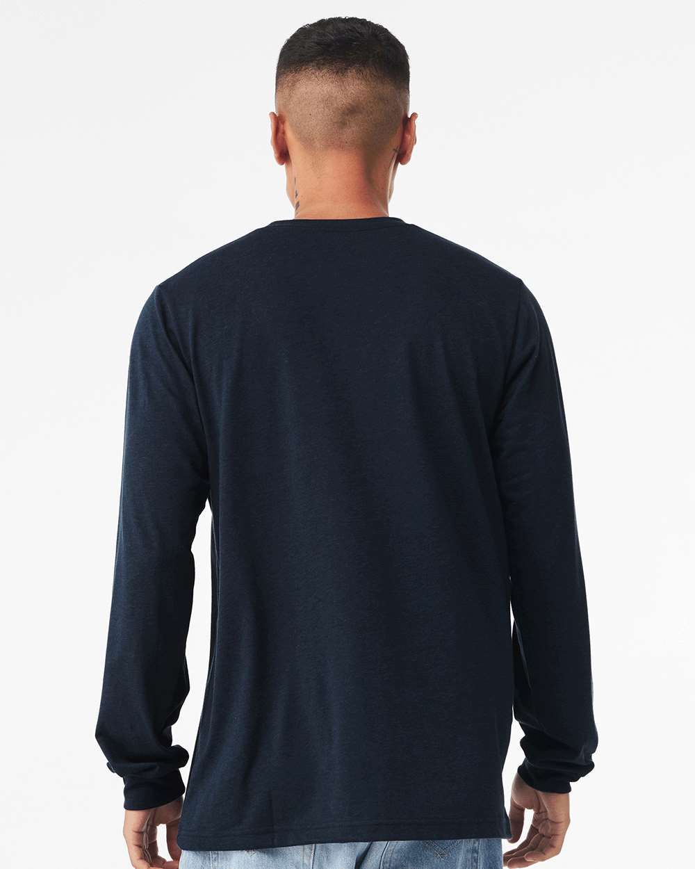 Solid Navy Triblend - Model Back 