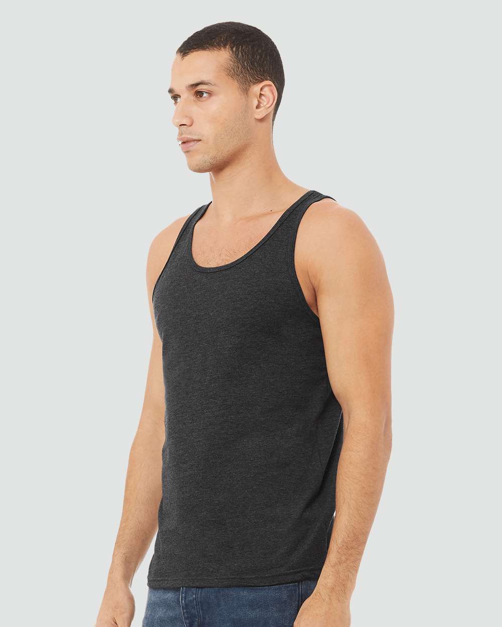 Dark Grey Heather - Model Side 