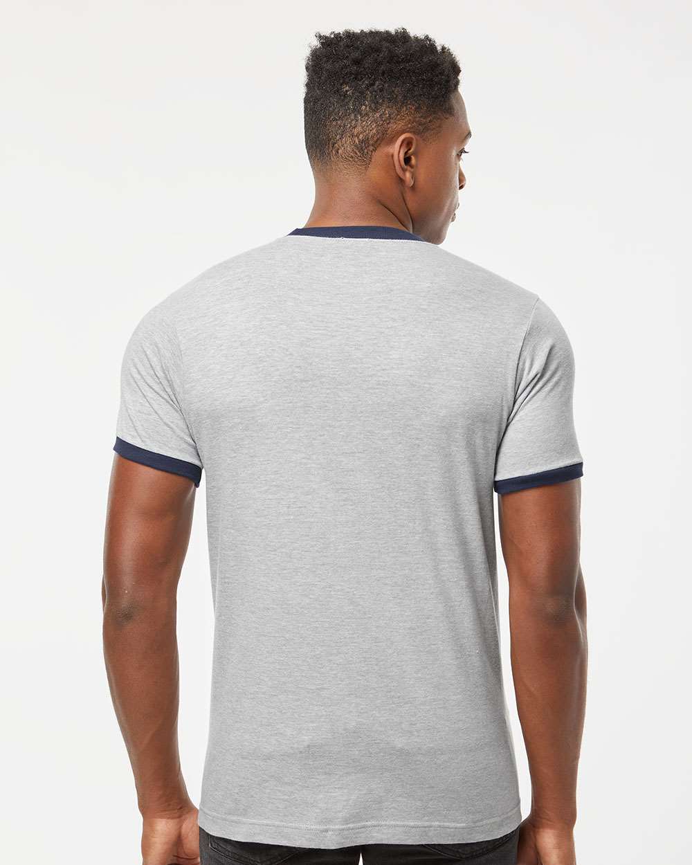 Heather Grey/Navy - Model Back 