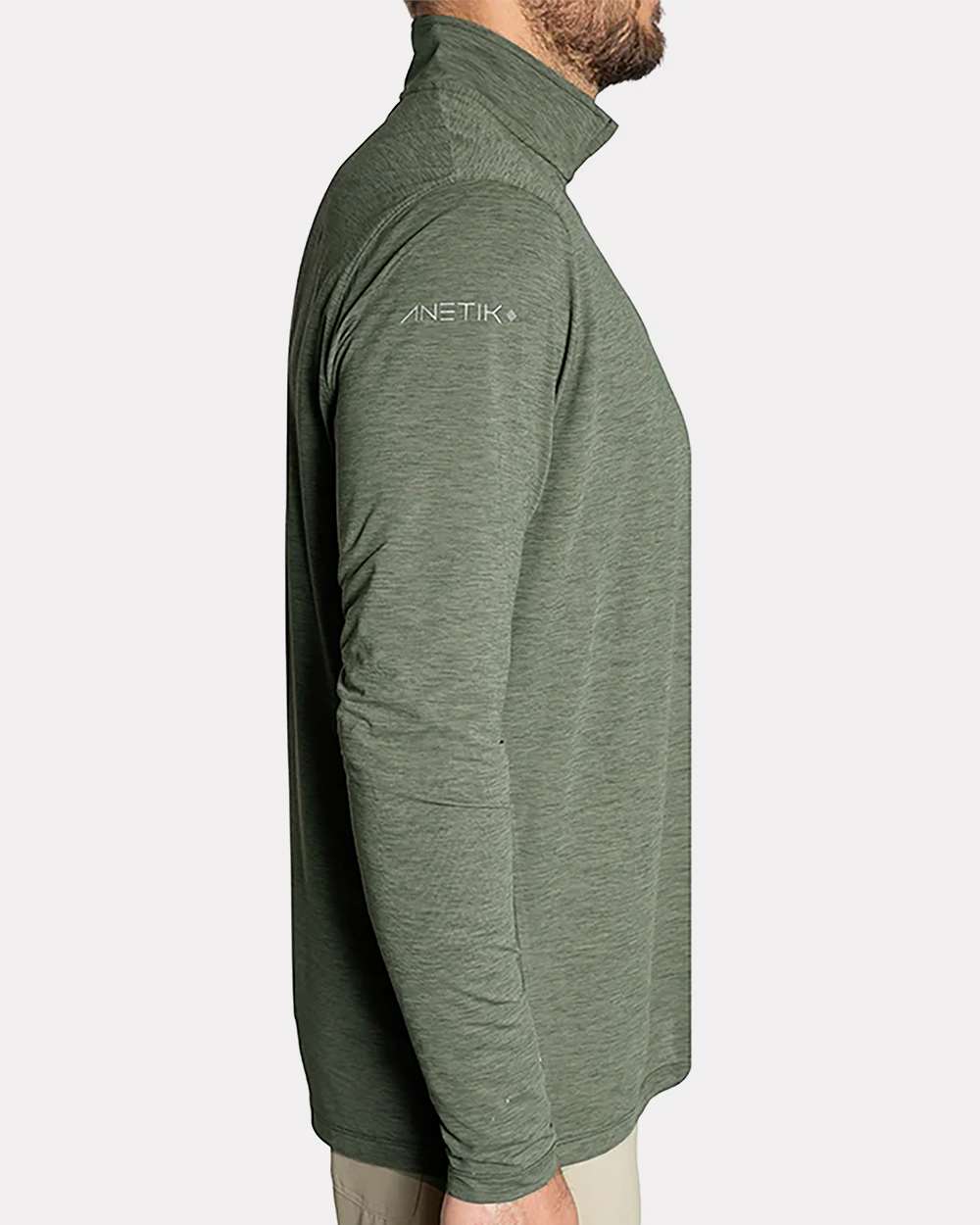 Dark Olive Heathered - Model Side 