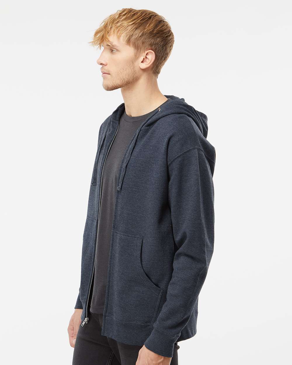 Classic Navy Heather - Model Side 