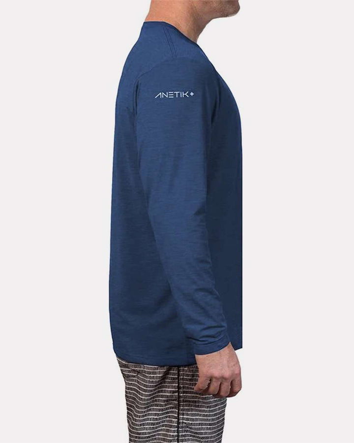 Navy Heathered - Model Side 