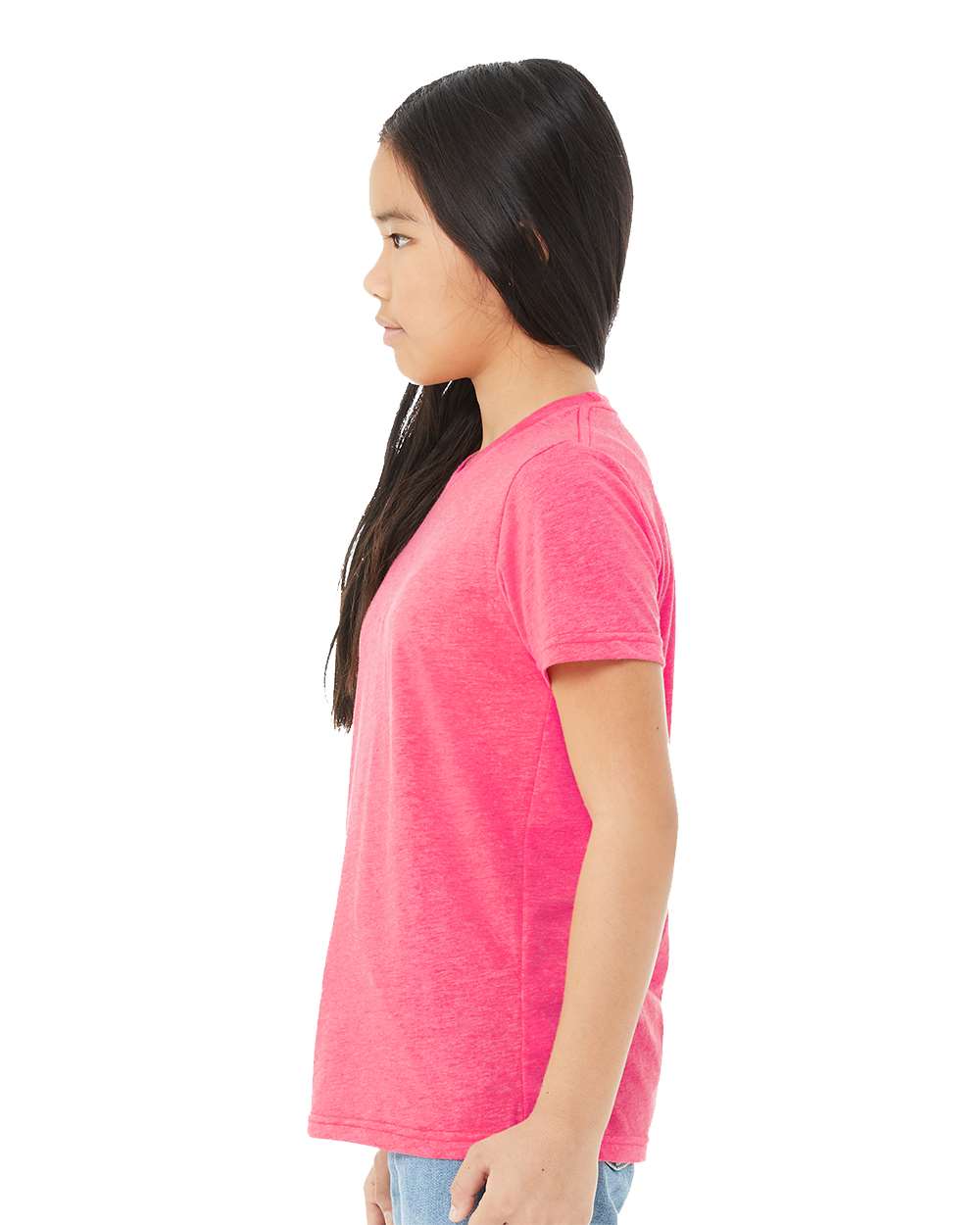 Charity Pink Triblend - Model Side 